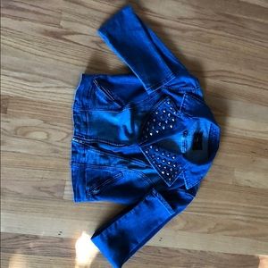 Studded crop denim jacket